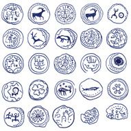 Hand draw coins Rock paintings