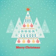 Christmas greeting card with trees