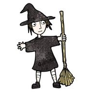 cartoon witch with broom N2