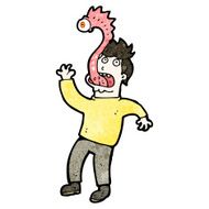 cartoon man with alien parasite N6