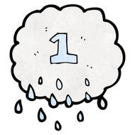 cartoon rain cloud with number one
