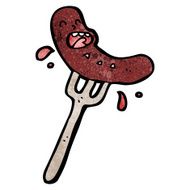 cartoon sausage on fork N20