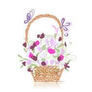 Basket with flowers for your design