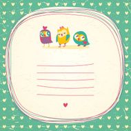 Vintage owls doodle frame and hearts seamless background N2