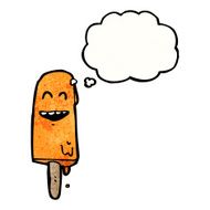 cartoon ice lolly with thought bubble N3