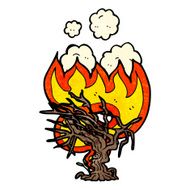 cartoon flaming tree N3