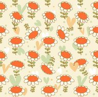 Flourish seamless drawn pattern Camomiles N2