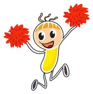 Sketch of a cheerdancer with red pompoms