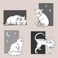 Funny cats sketches set one