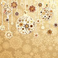 Beige background with christmas balls EPS 8
