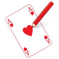 Red Pencil Drawing Filled Ace of Hearts Playing Card