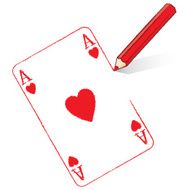 Red Pencil Drawing Ace of Hearts Playing Card