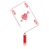 Pencil Drawing various Ace of Hearts with Cupid&#039;s Arrow