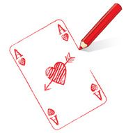 Pencil Drawing Ace of Hearts with Cupids Arrow