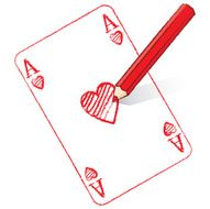 Red Pencil Drawing Ace of Hearts Card