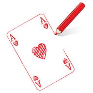 Red Pencil Drawing Ace of Hearts Playing Card N3