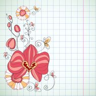 Hand drawn flowers Vector background N2