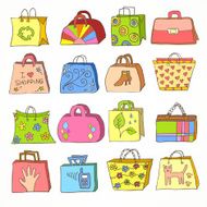 collection of hand drawn colorful bags N2