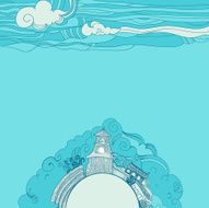 City card with sky (place for your text)