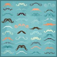 Vintage set silhouette various colored mustaches