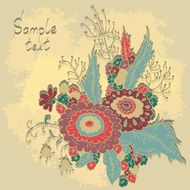 Vintage background with cute fantasy flowers