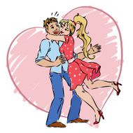 Girl in love hug guy