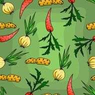 Seamless pattern with carrots and onions