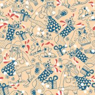 Christmas vector seamless pattern with Santa N3