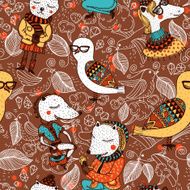 vector seamless pattern with cartoon animals N2