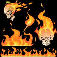 fire set and burned skull layered easy to be edited