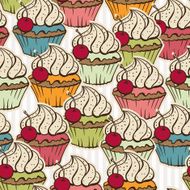 Seamless pattern made of cupcakes Vintage background N3