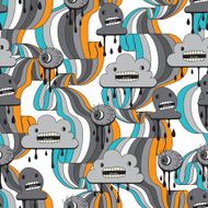Monsters modern seamless pattern in retro style N2