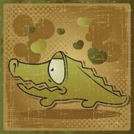 EPS 8 vintage background with vector crocodile