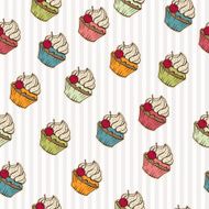 Seamless pattern made of cupcakes Vintage background N4