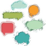 Collection of colorful speech bubbles and dialog balloons