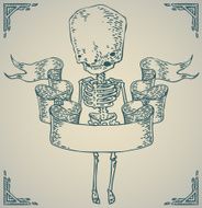 skeleton with ribbon