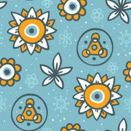 blue seamless background with floral elements