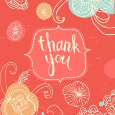 hand drawn thank you card with abstract background
