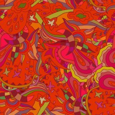 Red seamless floral background Doodle Vector illustration