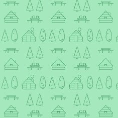 Summer Vacation Eco Tourism Camping in Forest Seamless Vector Background