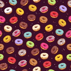 Colorful donuts seamless pattern Doodle sketch style N3