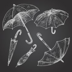 Drawing set of umbrellas Umbrellas from a rain female umbrella N2