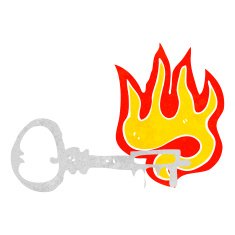 cartoon flaming key N12
