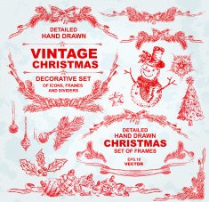 Hand Drawn Detailed Christmas Set