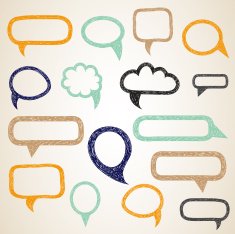 Hand draw speech bubbles vector set