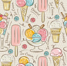 Background with ice cream and bonbons