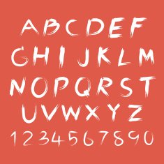 Vector of Hand drawn letters Alphabet Set in white