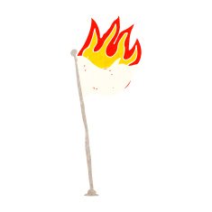 cartoon burning flag on pole N4