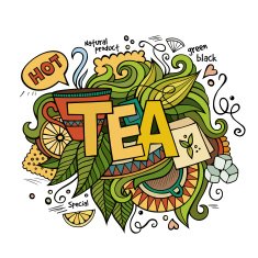 Tea hand lettering and doodles elements background N7