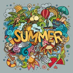 Doodles abstract decorative summer background N11